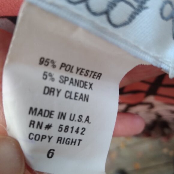 Maggy L  Vintage Pop Art Fit & Flare Dress Stretch Ruched BodyCon  Sz 6 - Picture 3 of 9